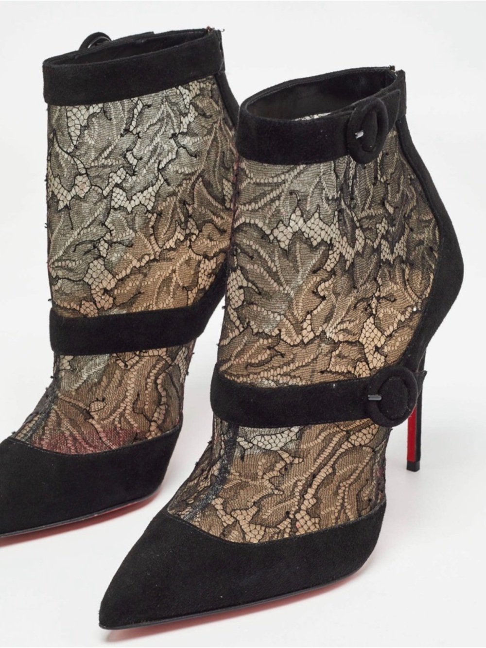 Christian Louboutin Boteboot 100 Suede/ Lace Vegetale